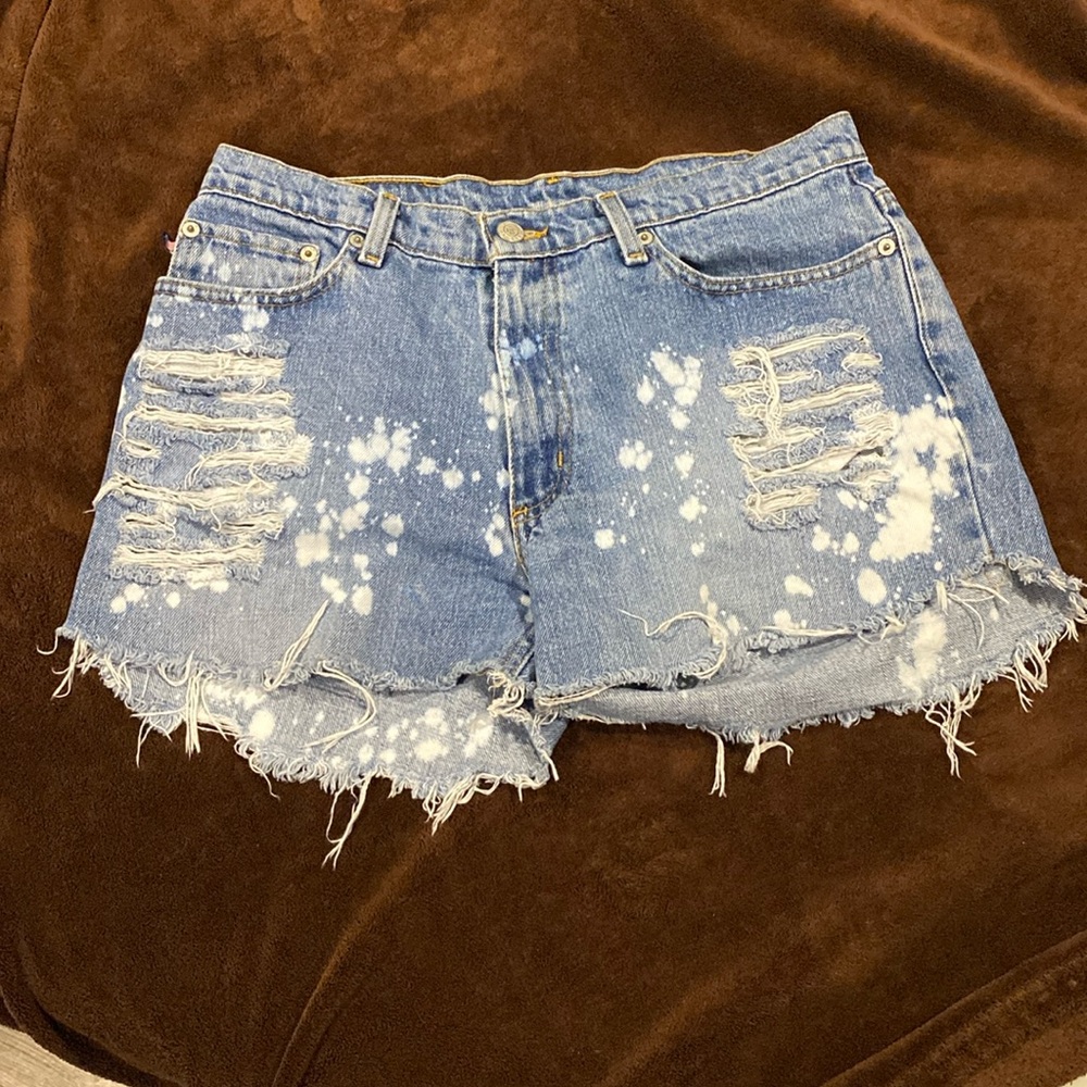 Polo Jeans Co. Ralph Lauren Distressed and Bleached Jean Shorts